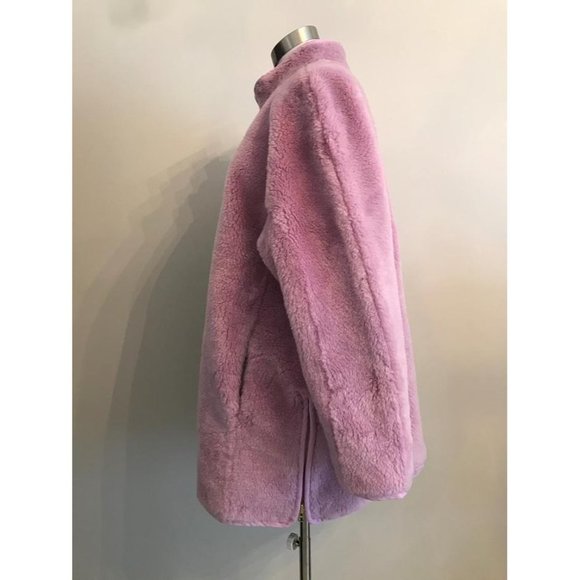 JCrew $228 Zip-Up Teddy Coat M Smoky Wisteria Fleece Faux Fur Jacket J9064 DR - Picture 4 of 7
